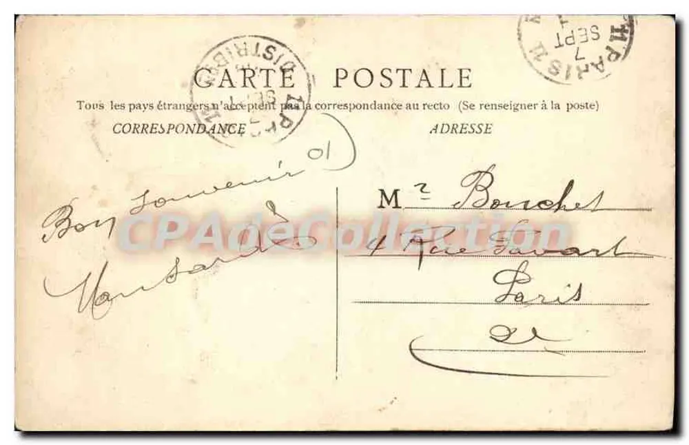 Castelo de MONTEPIN — Bage-le-Châtel — Coleção dos Castelos da Borgonha, Fototipia Bourgeois Frères, Chalon-sur-Saône, n°66 - Verso