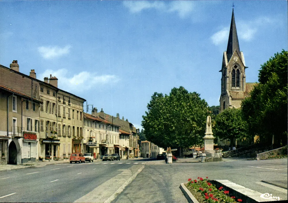 Coligny (Ain) — Die Hauptstraße und die Kirche — Cinq - Vorderseite