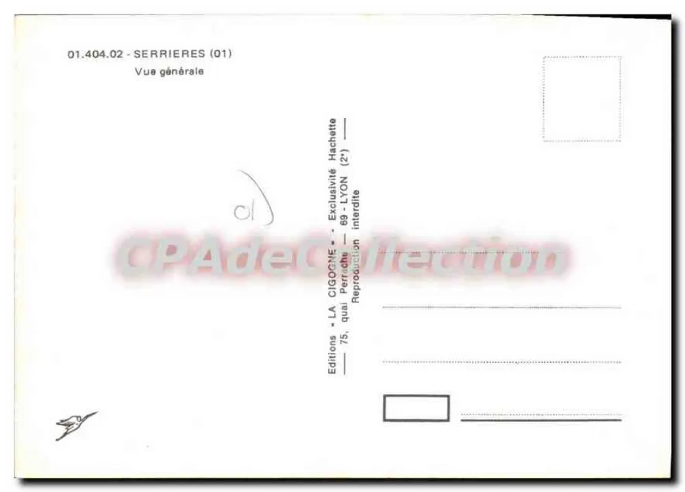 Serrières (01) — Vista geral — Edições La Cigogne - Verso