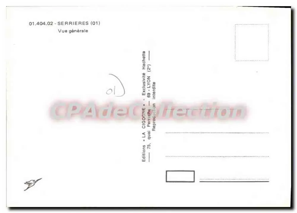 Serrières (01) — Vista geral — Edições LA CIGOGNE - Verso