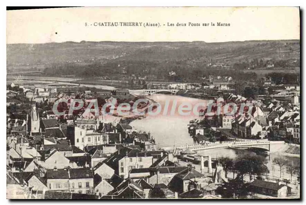 Château-Thierry (Aisne) — Die beiden Brücken über die Marne — Bourgogne Frères, Verlag - Vorderseite