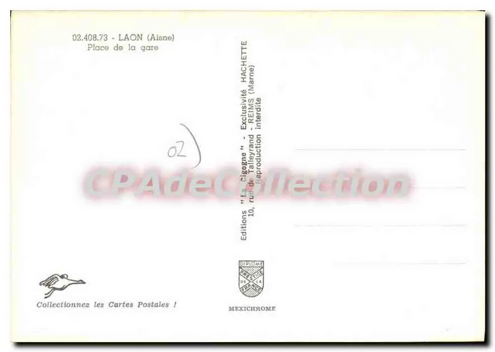Laon (Aisne) — Place de la gare — Éditions 'La Cigogne' - Verso