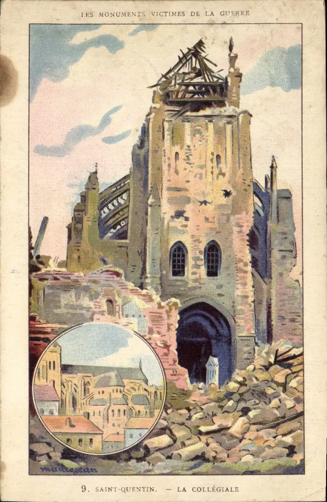 Saint-Quentin — Die Kollegiate — Opfer des Krieges — Verleger Maillagean, Nr. 9 - Vorderseite