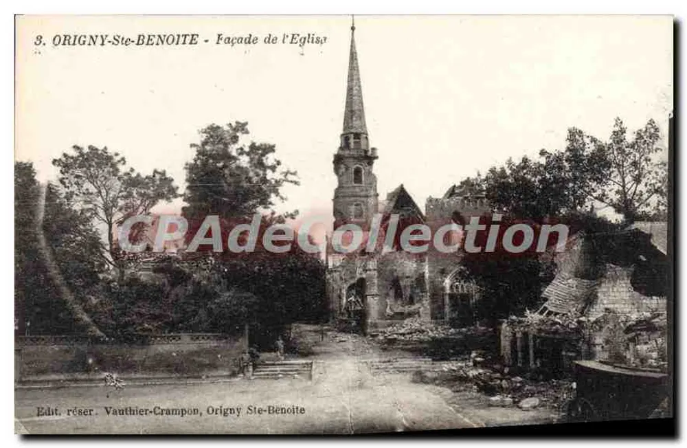 Origny-Sainte-Benoite - Fachada da Igreja — Editor Vauthier-Crampon - Frente
