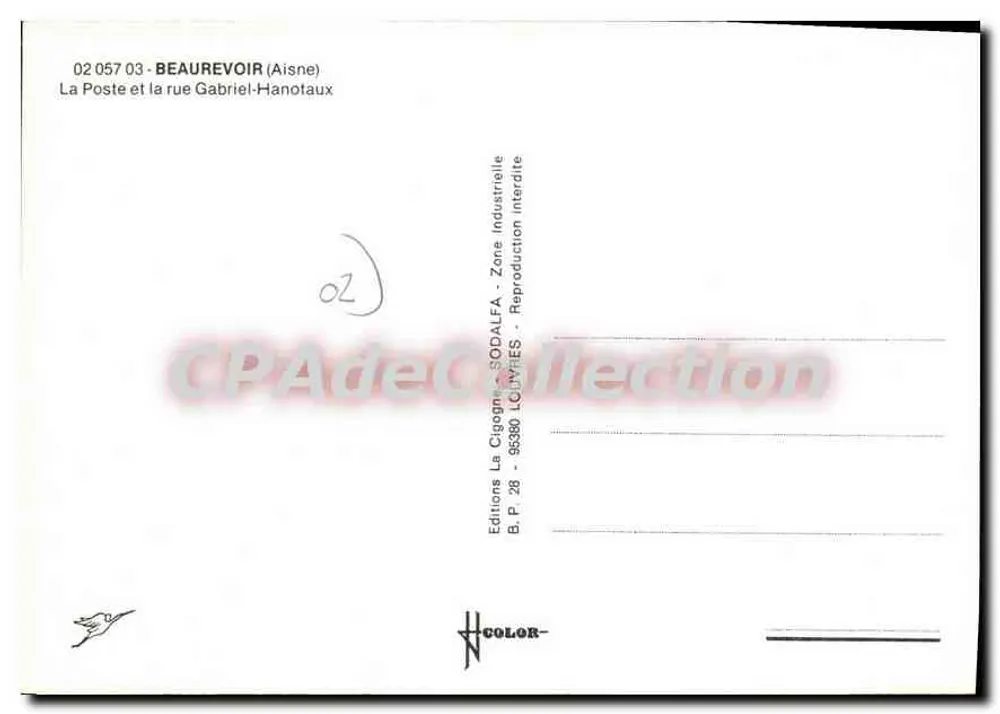 Beaurevoir (Aisne) — La Poste und die Rue Gabriel-Hanotaux — Éditions SODALFA - Rückseite