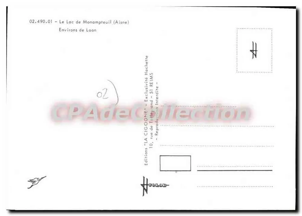 El Lago de Monampteuil — Aisne — Ediciones LA CIGOGNE - Reverso