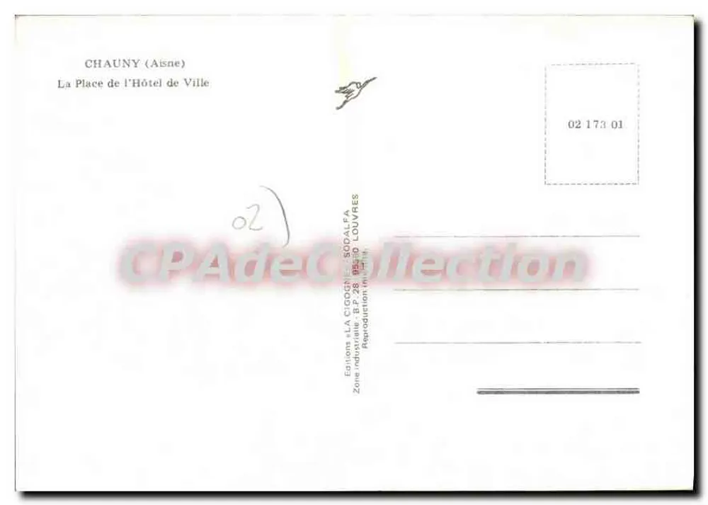 Chauny (Aisne) — Place de l'Hôtel de Ville — Éditions La Cigogne - Rückseite