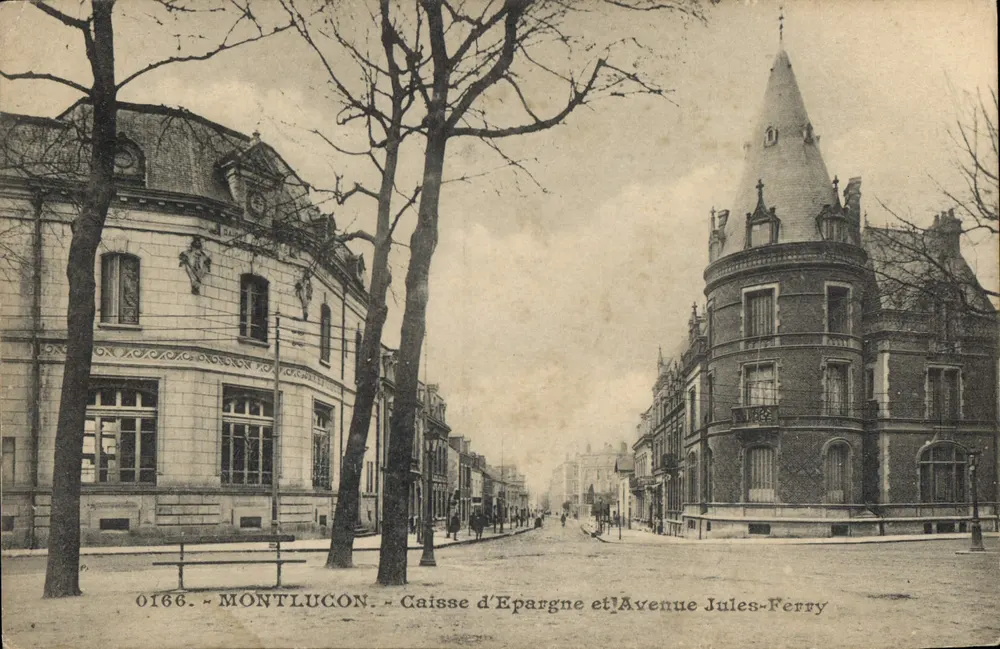 Montluçon — Sparkasse und Avenue Jules-Ferry — G. Chaumont, Verleger, Nr. 0166 - Vorderseite