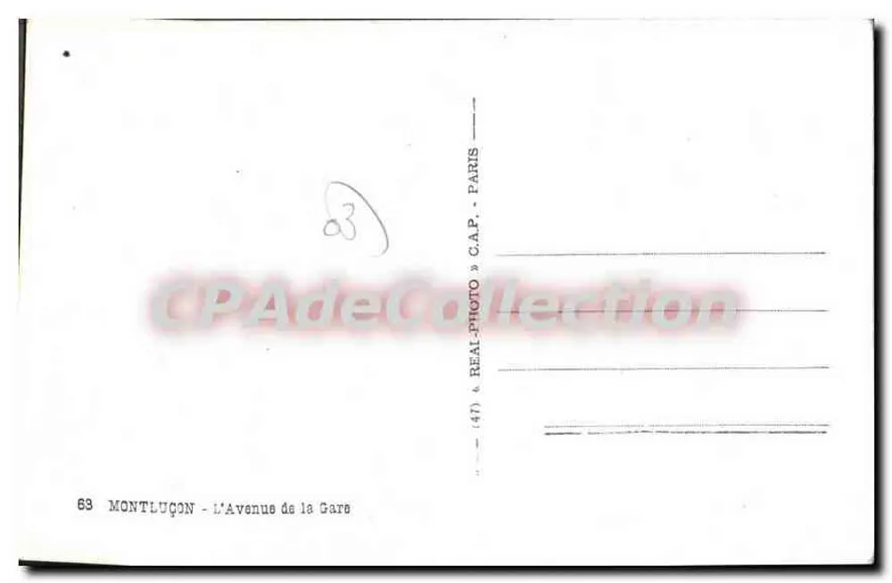 Montluçon — Avenue de la Gare — editor C.A.P. n°63 - Verso