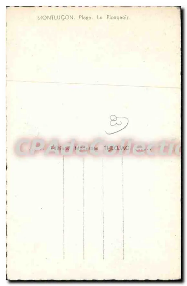 Montluçon - Praia. O Plongeoir — Editora Théojac, n° 2 - Verso
