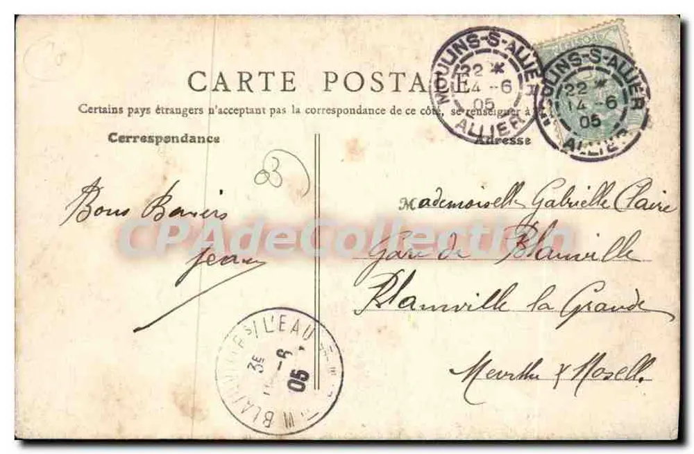 Jouy-sur-Eure — Lembrete — B.F. - Verso