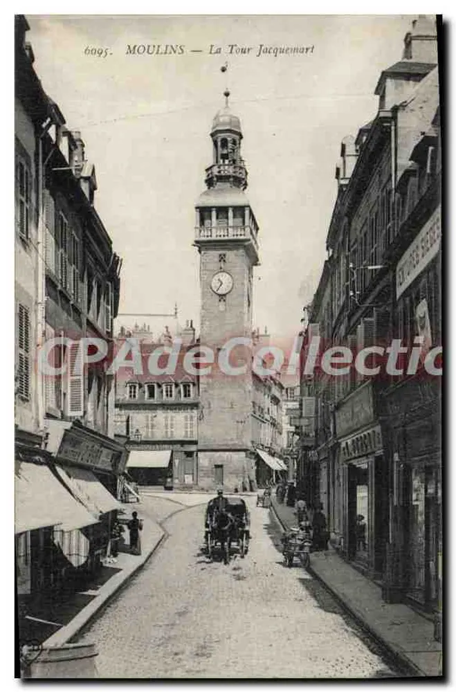 Moulins — A Torre Jacquemart — Bilhete postal antigo de Coleção - Frente