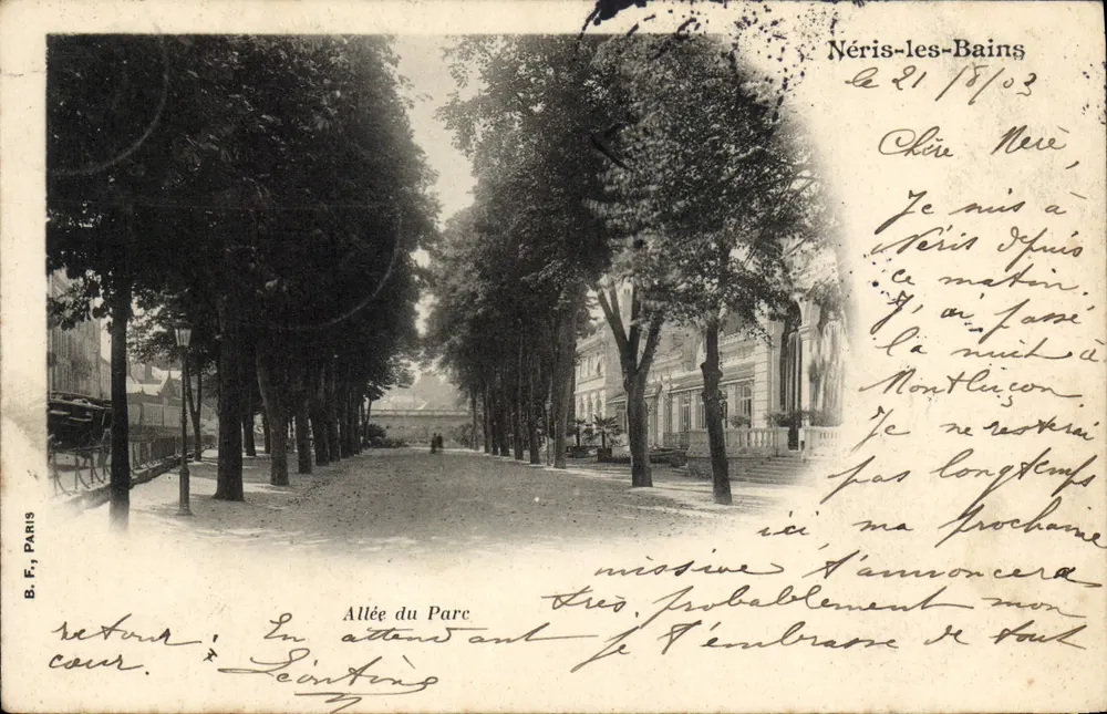 Néris-les-Bains — Allée du Parc — B.F. PARIS, serie-nummer niet zichtbaar - Voorkant