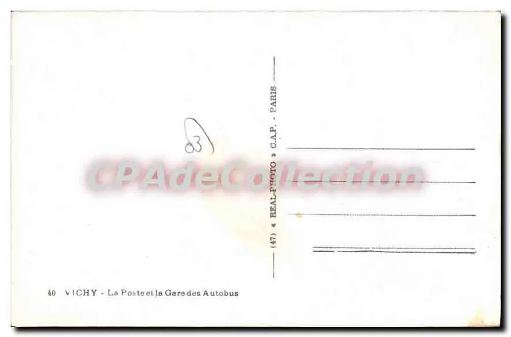 Vichy — A Posta e a Estação dos Autobuses — G.A.P. Cap - Verso