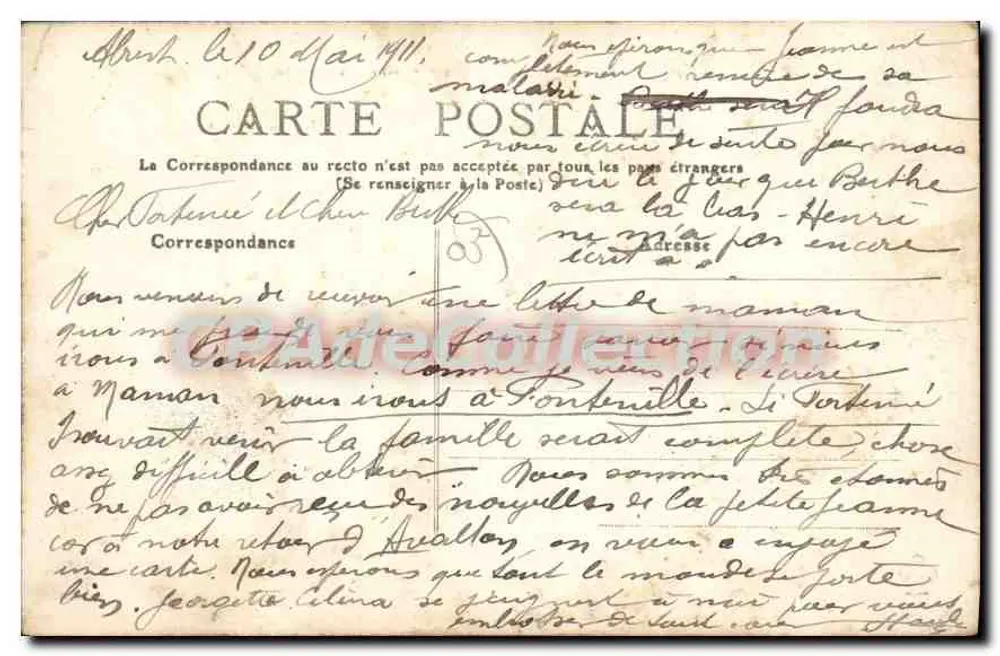 Allier — III — Environs de VICHY, Château d'ABREST - Verso