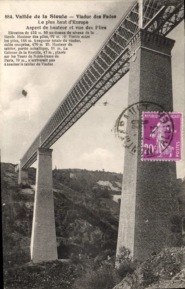 Tal der Sioule — Viaduc des Fades — Ansicht des Viaduks und seiner Pfeiler - Vorderseite