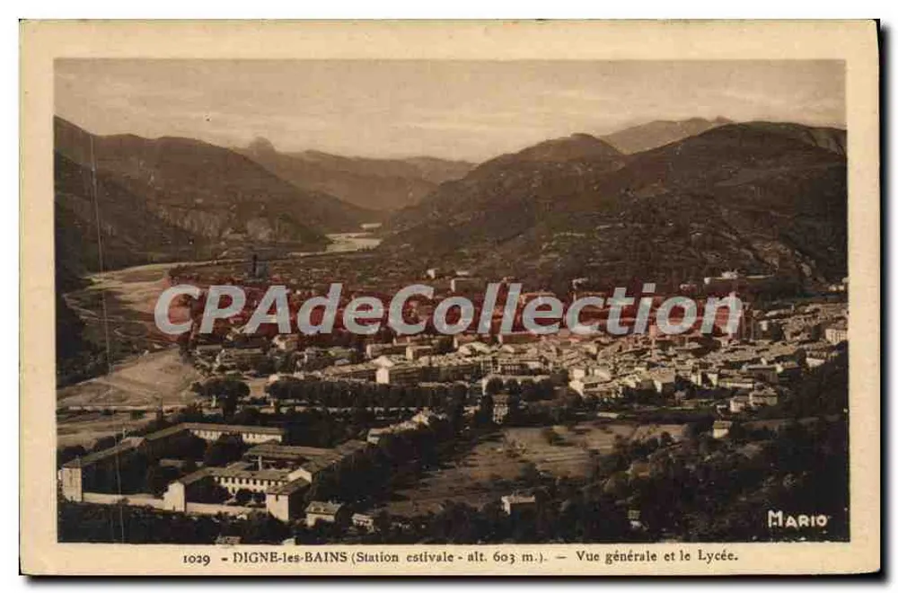 Digne-les-Bains — Sommerstation — Allgemeiner Blick und das Gymnasium — Kunstausgabe Anasaldi - Vorderseite