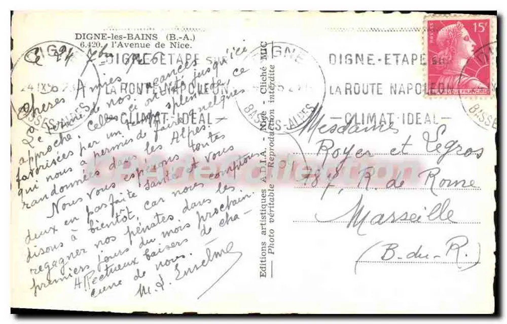 Digne-les-Bains — A Estrada de Napoleão — Edições Artísticas A.D.L.A. — n° 48 - Verso