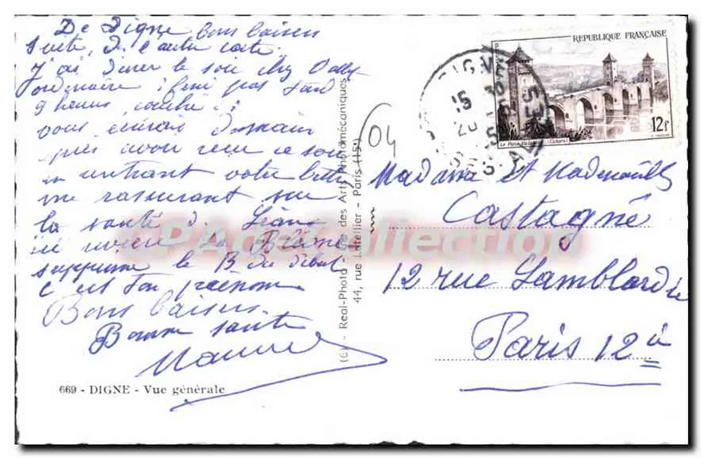Digne - Vista geral — 669 — editor Réal-Photeller, Paris - Verso