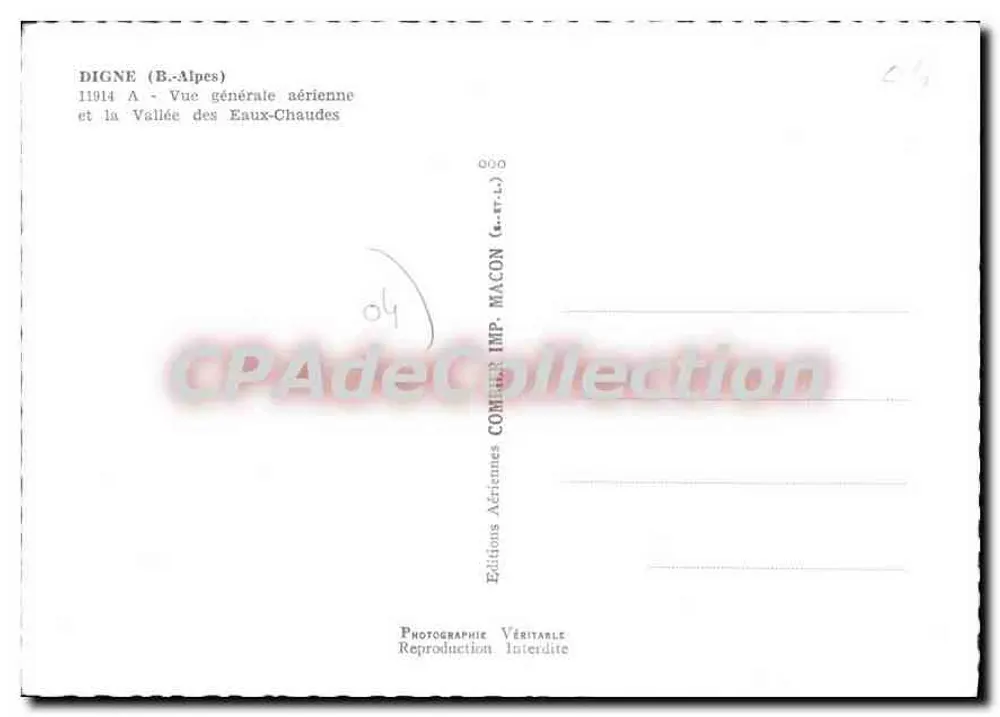 Digne (B.-Alpes) — Allgemeine Luftaufnahme und das Tal der heißen Quellen — Aériennes Editions MACON - Rückseite
