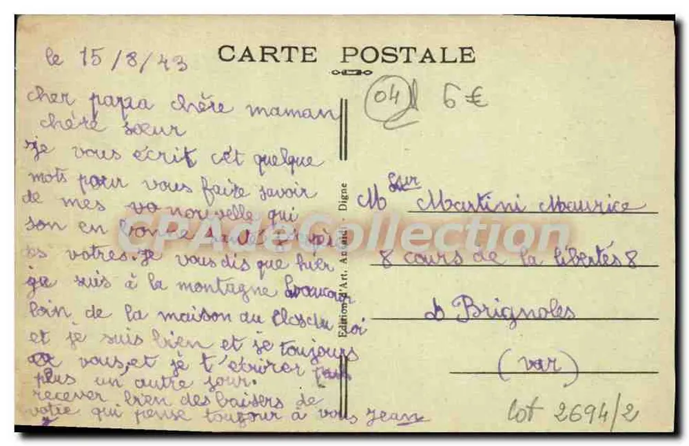 Barcelonnette (1130 m.) — Allgemeiner Blick, Pain de Sucre, Chapeau de Gendarme — Mario - Rückseite