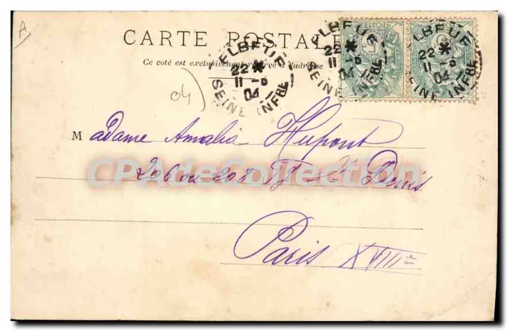 Mercado em Basse-Provence — mulher sob guarda-chuva e homem com porco — J. G. Puitk, n°11 - Verso