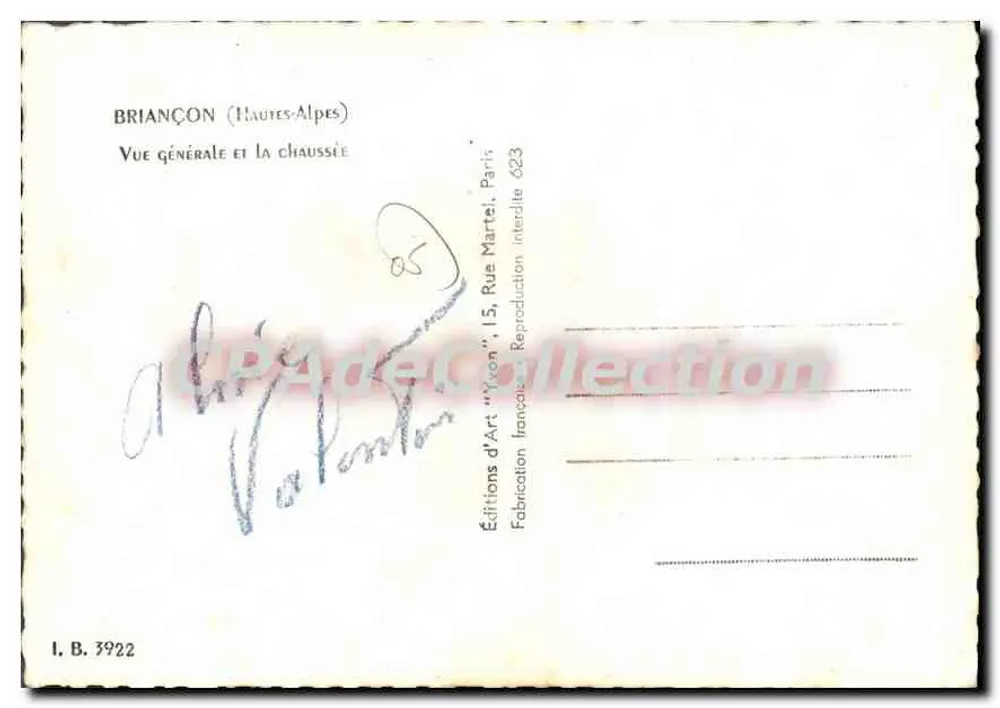 Briançon (Hautes-Alpes) — Allgemeiner Blick und die Chaussée — Éditions d'Art 'Yon', Paris - Rückseite