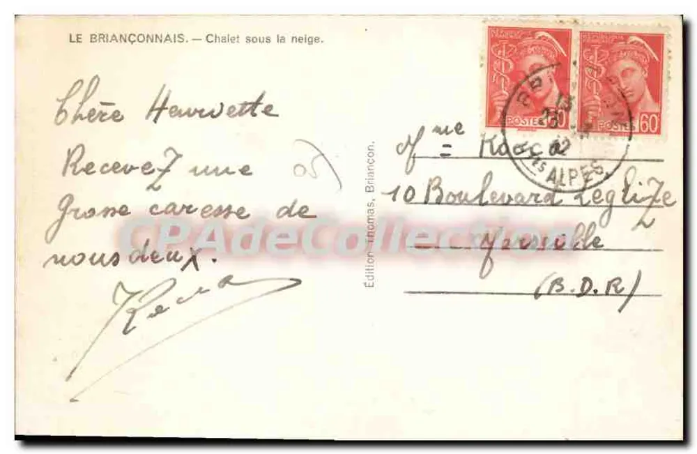 O Briançonnais — Chalet sob a neve — Edição Thomas, Briançon - Verso