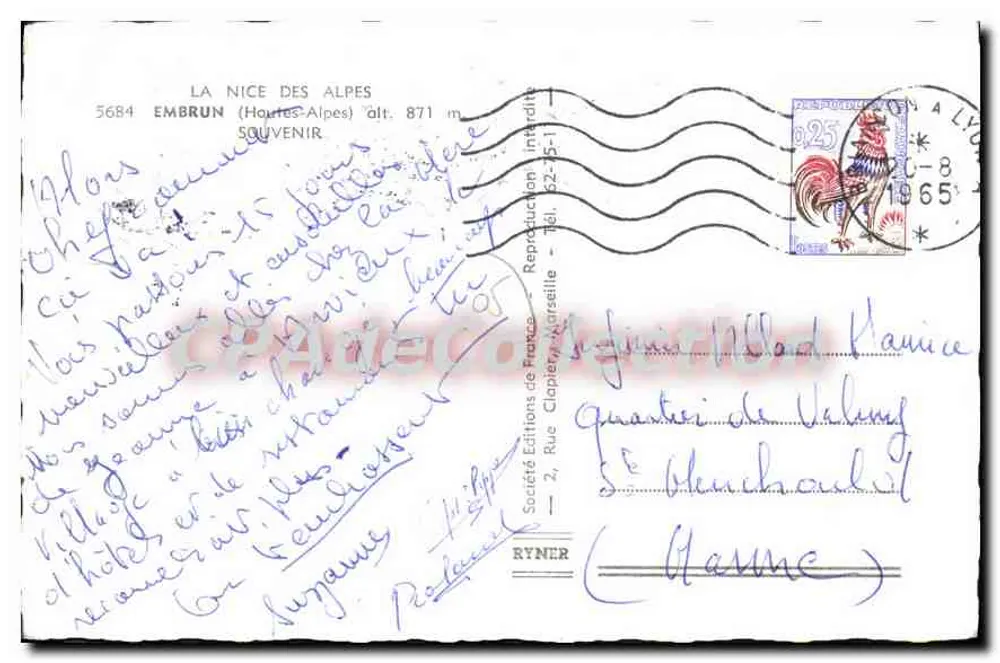 Embrun — Erinnerung an Embrun — Éditions de France, Marseille - Rückseite