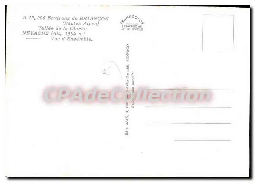 Nevache — Vallée de la Clarée — Verlag Frankcolor - Rückseite
