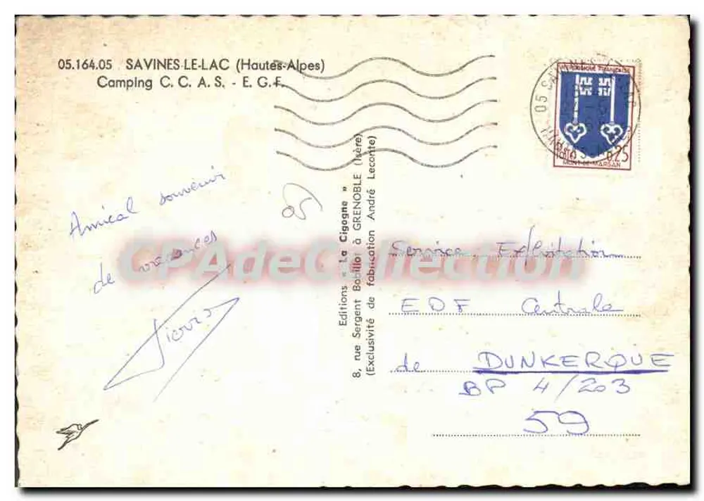 Camping C.C.A.S. - SAVINES-LE-LAC (Hautes-Alpes) — Editions « La Cigogne » — n° 05.164.05 - Rückseite