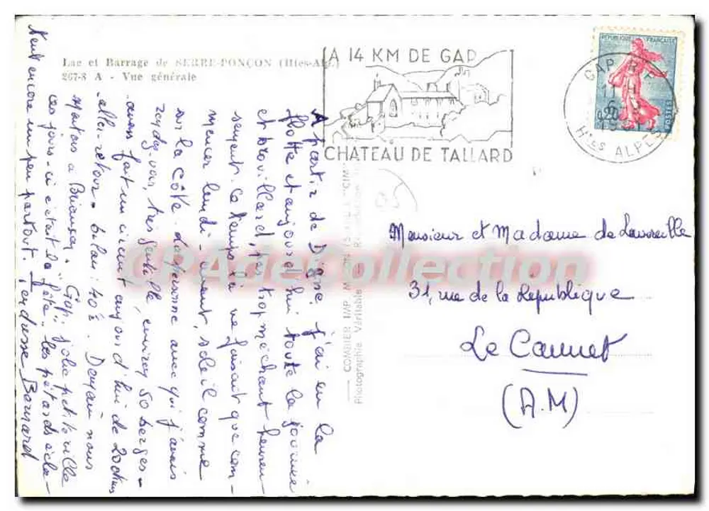 See und Staudamm von SERRE-PONÇON (Hautes-Alpes) — Allgemeiner Blick — Schloss Tallard — Verlag: Cramy - Rückseite