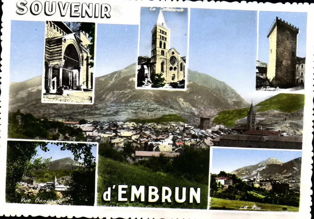 Vista Geral de Embrun — A Catedral, A Torre Béatrice, A Torre Béatrice — Éditions de France, n° 5678 - Frente