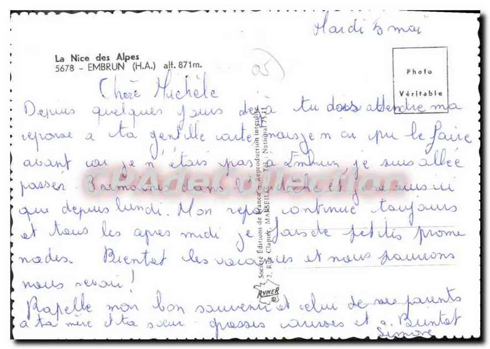 Vista Geral de Embrun — A Catedral, A Torre Béatrice, A Torre Béatrice — Éditions de France, n° 5678 - Verso
