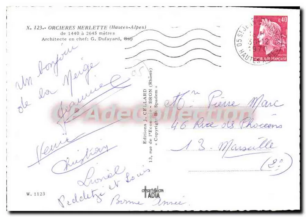 Orcières-Merlette — 1440 bis 2645 m — Éditions J. Cellard - Rückseite
