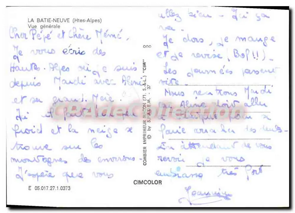 La Batie-Neuve (Hautes-Alpes) — Allgemeiner Blick — Drucker Combier (71, S.A.L.) - Rückseite
