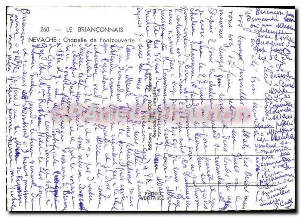 Névache — Capela de Fontcouverte — Edições F. Francou - Verso