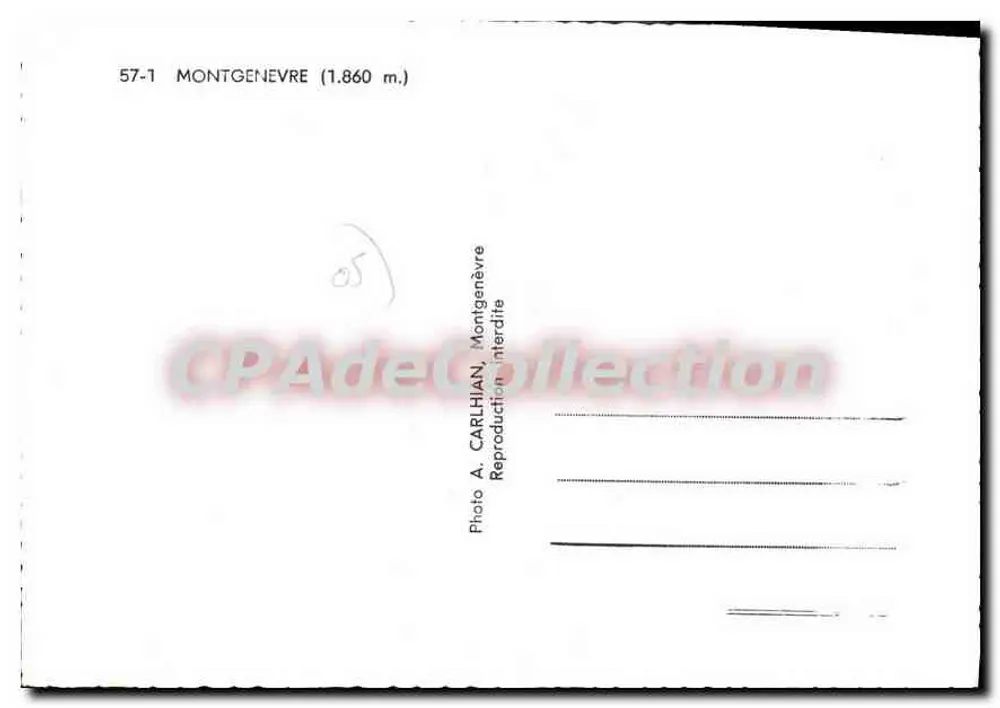 Montgenèvre — vista invernal — Foto A. Carlhian, n.º 57-1 - Verso