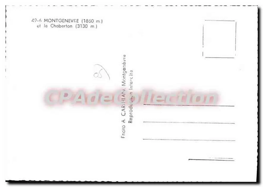 Montgenèvre — vista invernal com o Chaberton — Foto A. Carlihan - Verso