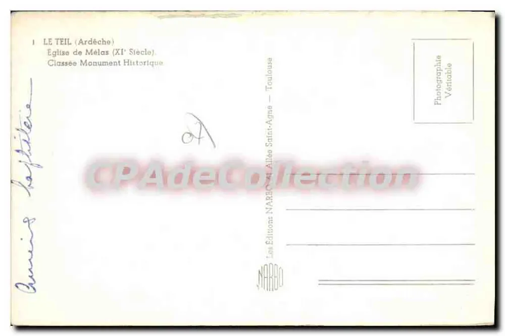 Kirche von Mélas — 11. Jahrhundert — Verlag NARBO - Rückseite
