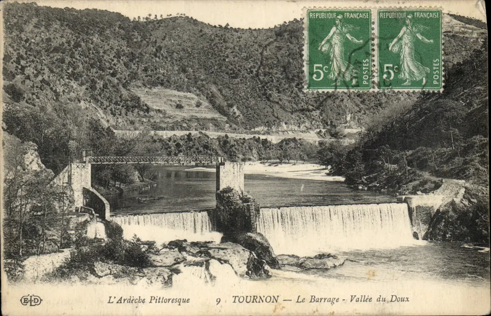 Die malerische Ardèche — Der Staudamm — Tal des Doux — Verlag E.D. n°9 - Vorderseite