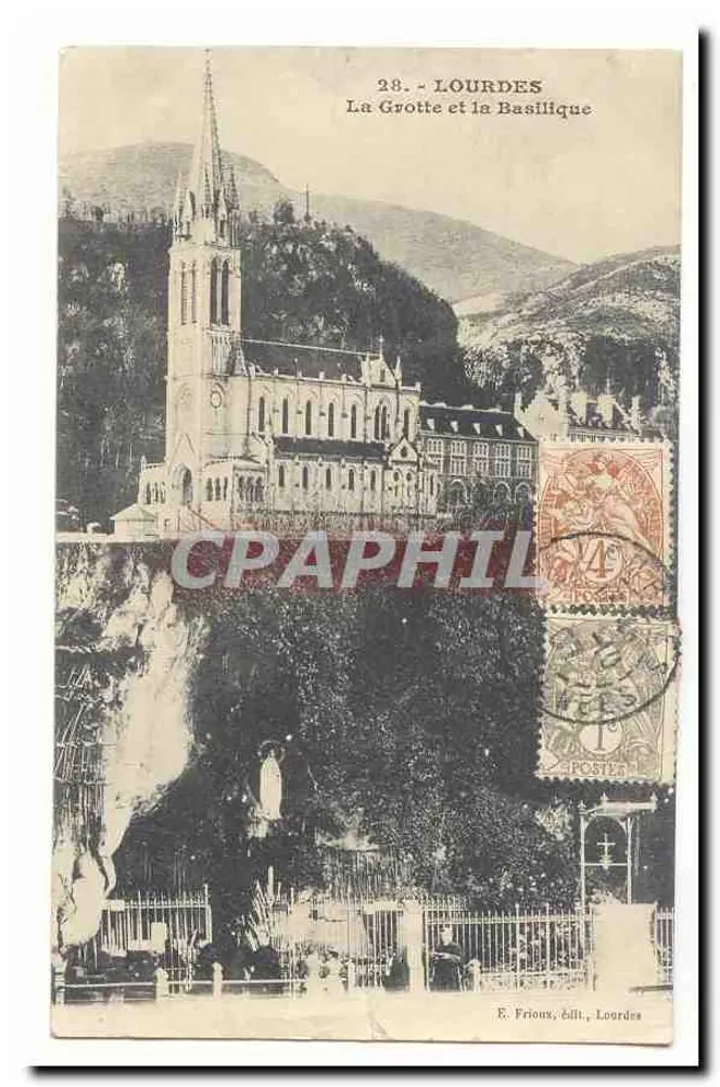 Lourdes — De Grot en de Basiliek — E. Frioux, edit., Lourdes - Voorkant