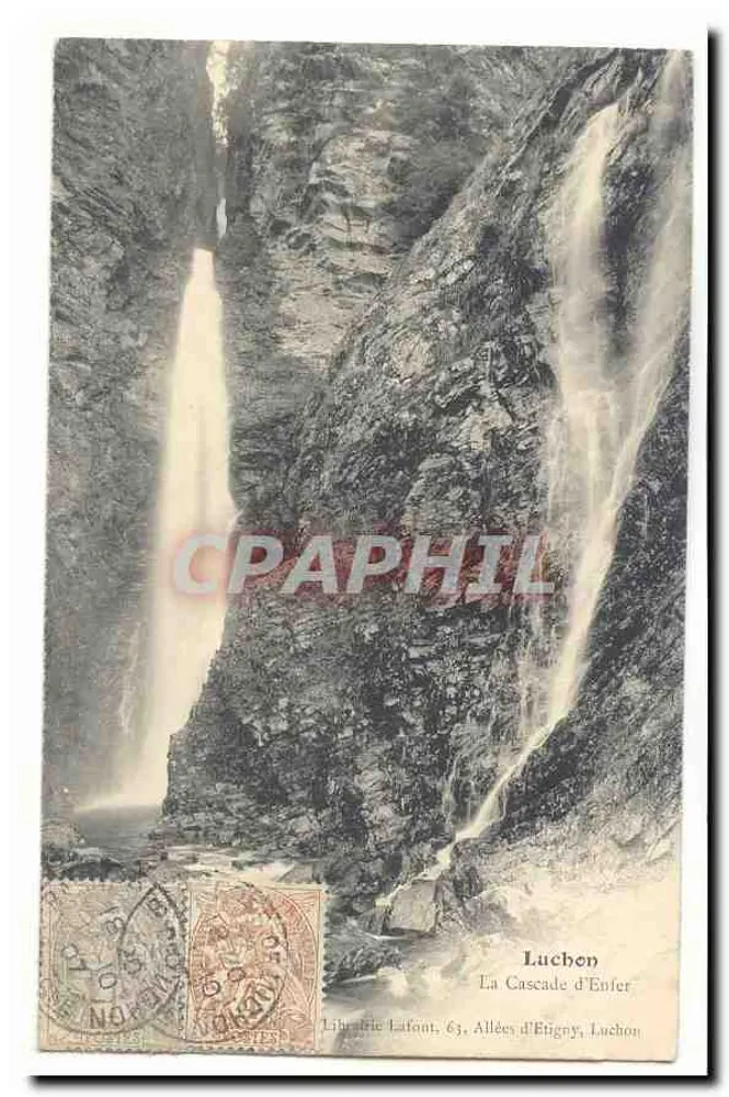 Lucben — A Cascata do Inferno — Livraria Latfont, 61, Avenues d'Etigny, Luchon - Frente