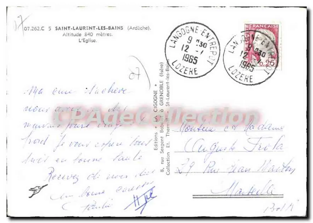 Saint-Laurent-les-Bains — Iglesia — Ediciones El. Thermidor - Reverso