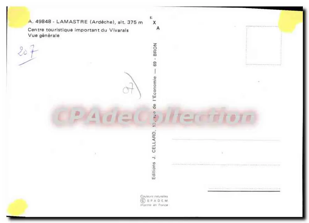 Lamastre (Ardèche) — Wichtiger touristischer Zentrum des Vivarais — Éditions J. Cellard - Rückseite