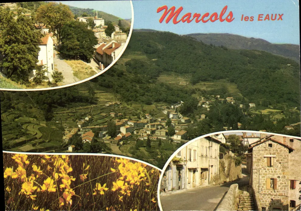 Marcols les Eaux — vista panorâmica e detalhes do vilarejo — Edições J. Cellard, n° Z.1111 - Frente