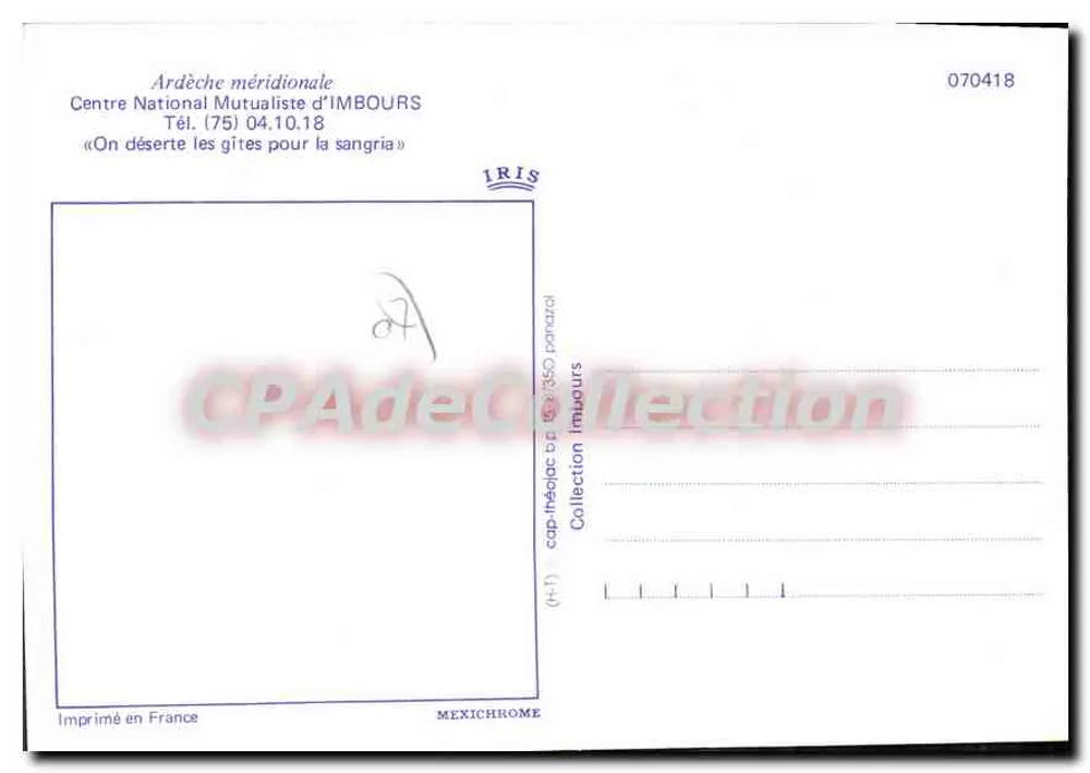 Imbours — Dorf in der Ardèche — Centre National Mutualiste d'Imbours - Rückseite