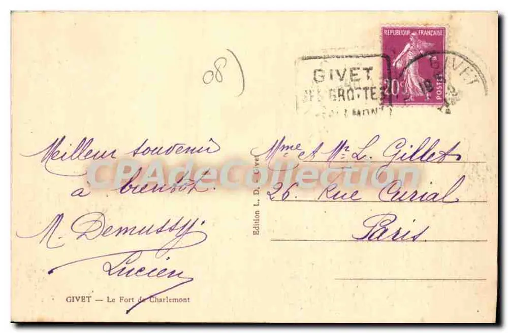 Givet — Il Forte di Carlemont — Edizione L. Givet - Verso