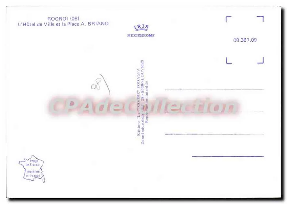 Rocroi (08) — Das Rathaus und der Platz A. Briand — Ausgabe 'La Fugue' Sodalfa - Rückseite