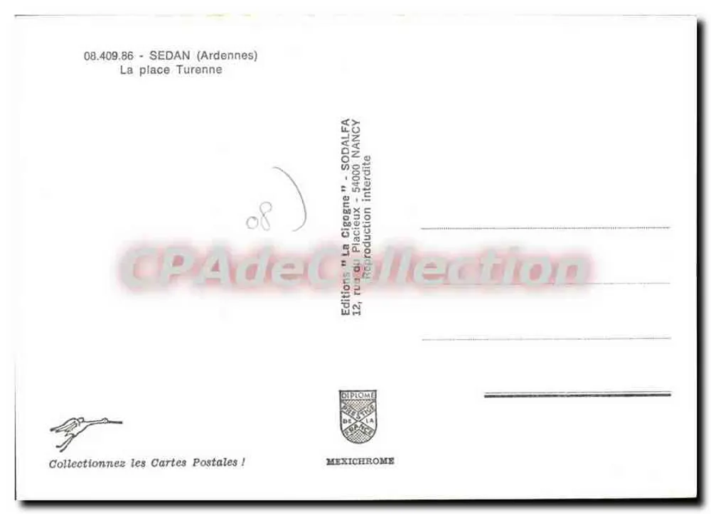 Sedan - Place Turenne — Verlag Mexichrome, n° 08.409.86 - Rückseite